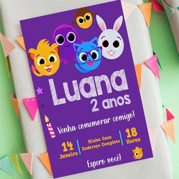 Convite Digital Bolofofos Roxo