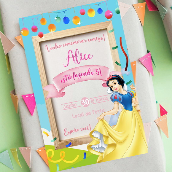 Convite Digital Branca de Neve Princesa da Disney