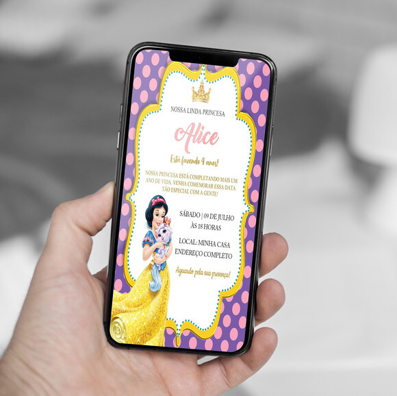 Convite Digital Branca de Neve Pet