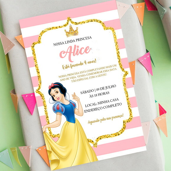 Convite Digital Branca de Neve Princesa da Disney