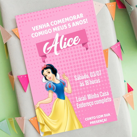 Convite Digital Branca de Neve Princesa da Disney