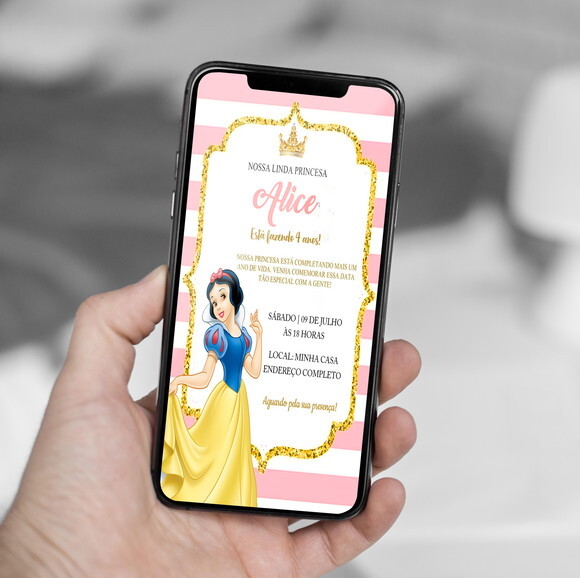 Convite Digital Branca de Neve Princesa da Disney