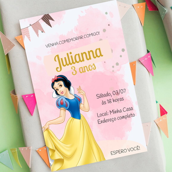 Convite Digital Branca de Neve Princesa da Disney