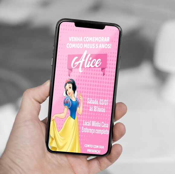 Convite Digital Branca de Neve Princesa da Disney