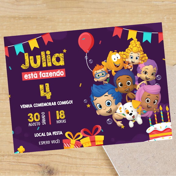 Convite Digital Bubble Guppies