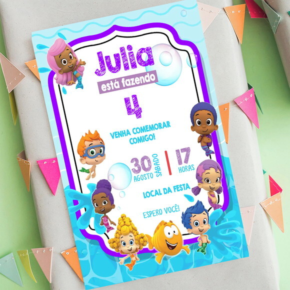 Convite Digital Bubble Guppies