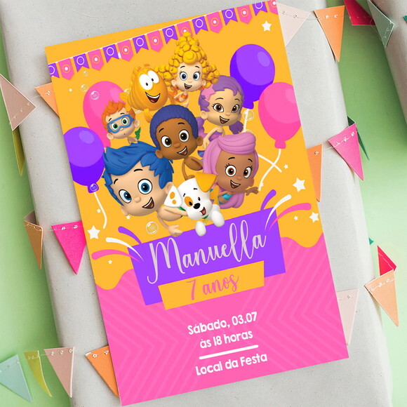 Convite Digital Bubble Guppies