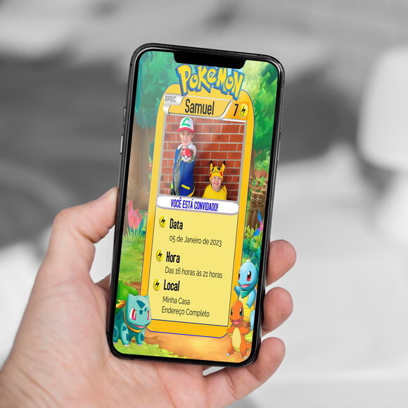 Convite Digital Carta Pokemon com Foto