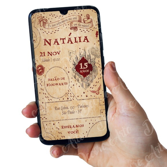 Convite Digital Carta de Hogwarts Aniversario Personalizado