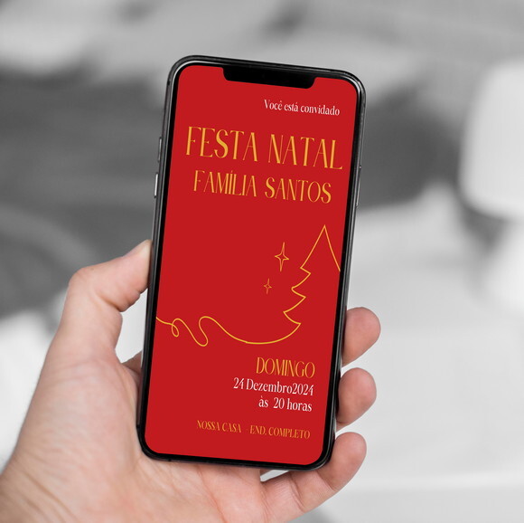 Convite Digital Ceia de Natal em Familia Vermelho