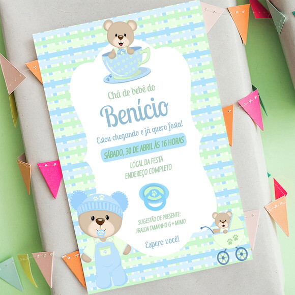 Convite Digital Chá de Bebê Ursinho