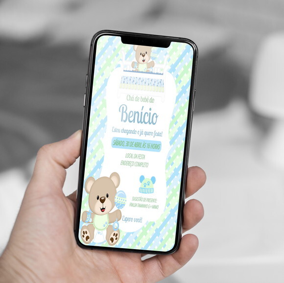 Convite Digital Chá de Bebê Ursinho