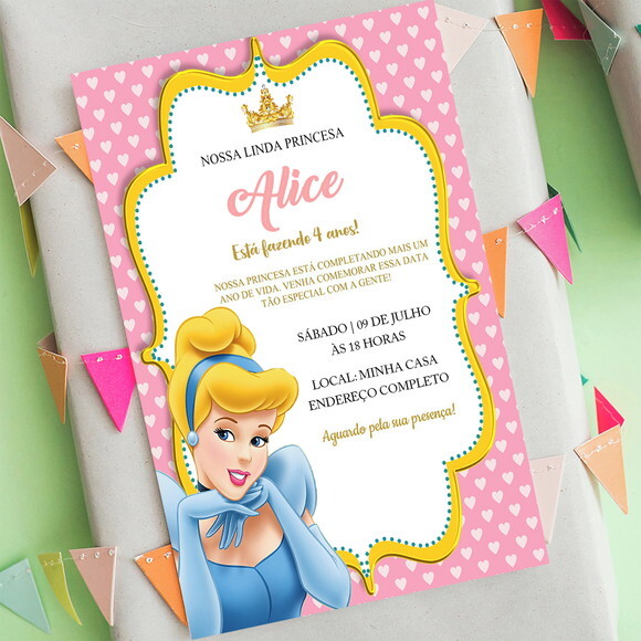 Convite Digital Cinderela Princesa da Disney
