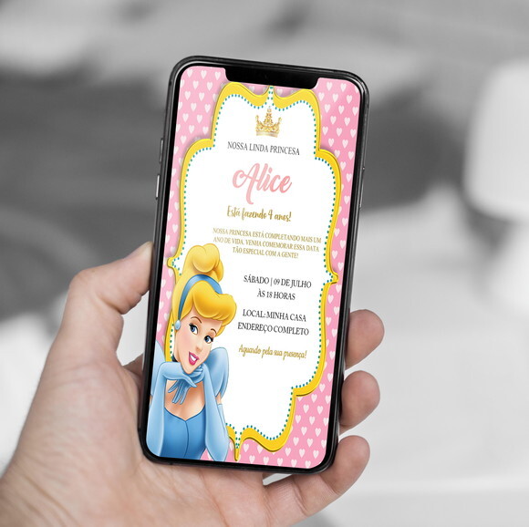 Convite Digital Cinderela Princesa da Disney