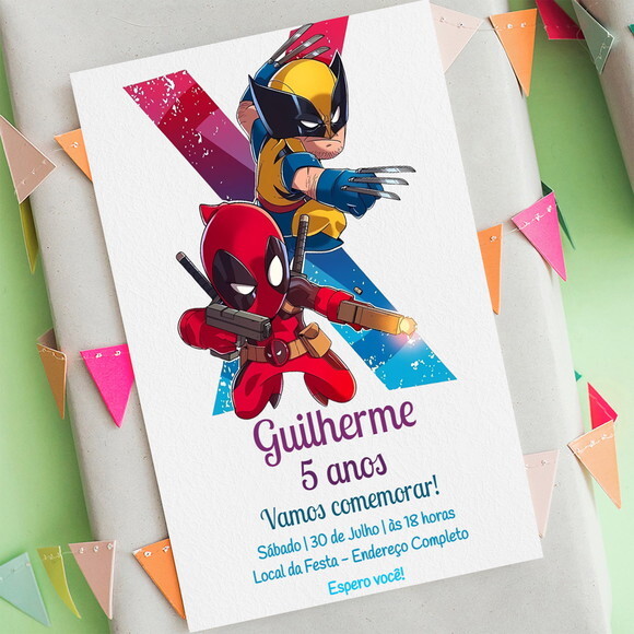Convite Digital Dead Pool e Wolverine