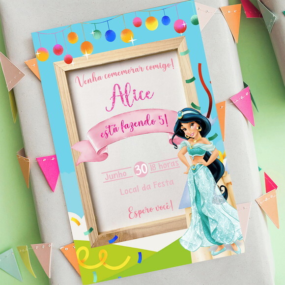 Convite Digital Jasmine Princesa da Disney