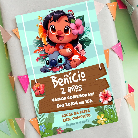 Convite Digital Lilo e Stitch