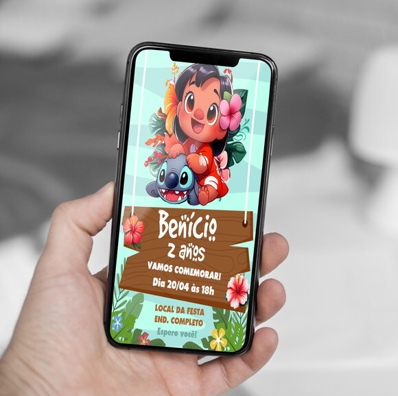 Convite Digital Lilo e Stitch