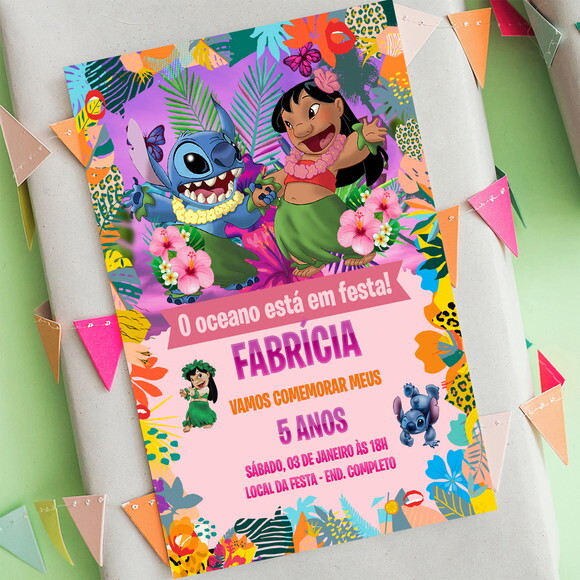 Convite Digital Lilo e Stitch