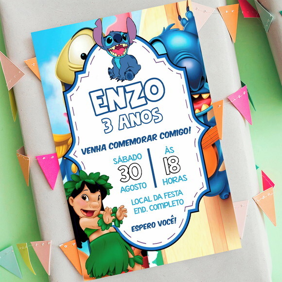 Convite Digital Lilo e Stitch