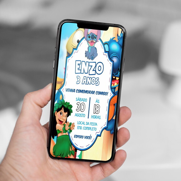 Convite Digital Lilo e Stitch