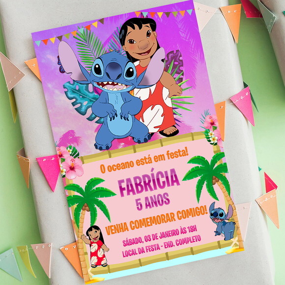 Convite Digital Lilo e Stitch