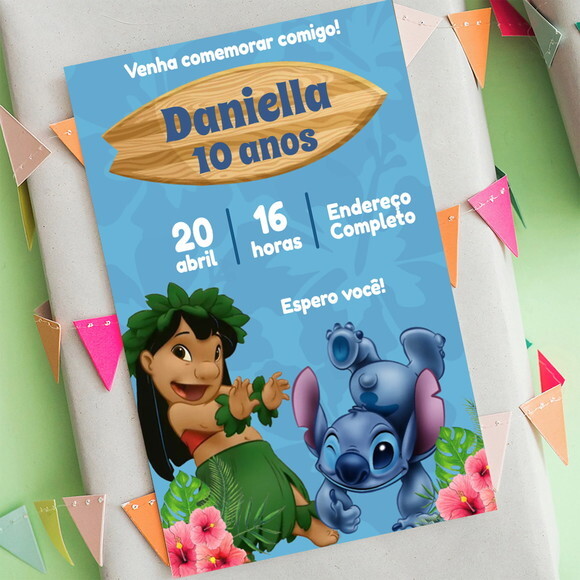 Convite Digital Lilo e Stitch