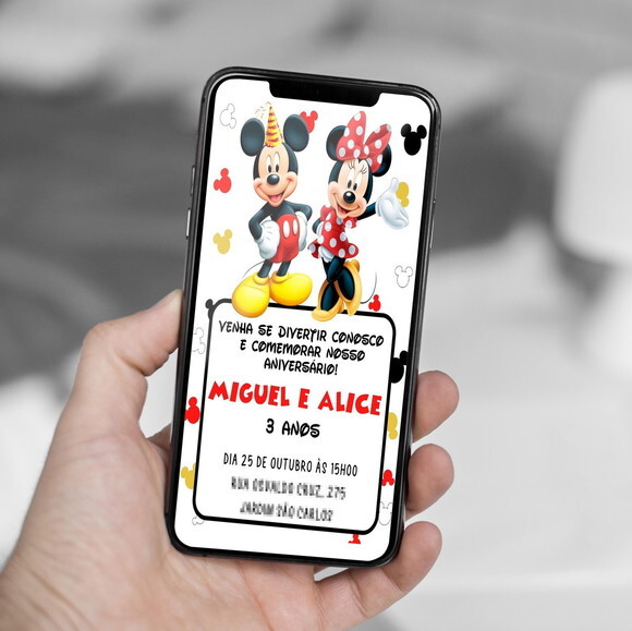 Convite Digital Mickey e Minnie Duplo