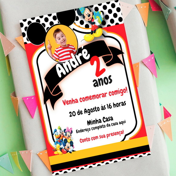 Convite Digital Mickey com Foto