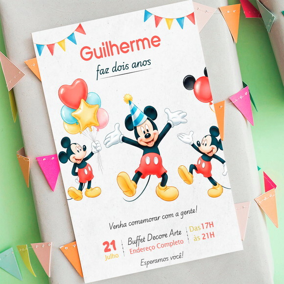 Convite Digital Mickey Mouse