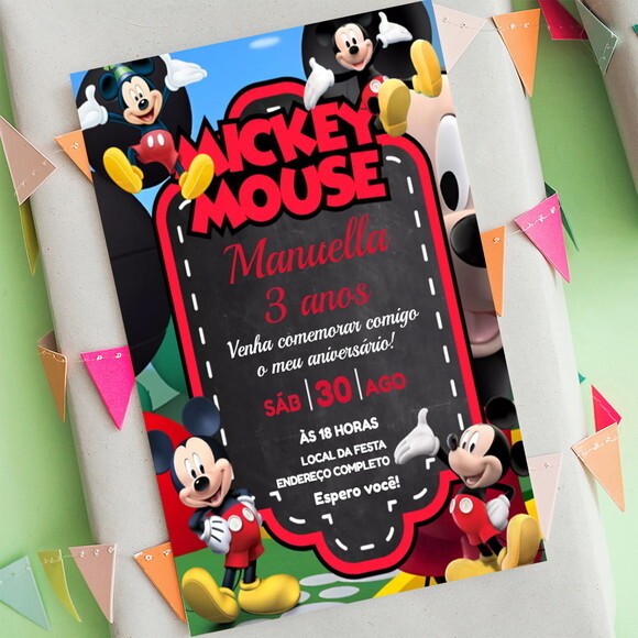 Convite Digital Mickey Mouse