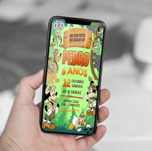 Convite Digital Mickey Safari