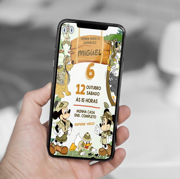 Convite Digital Mickey Safari