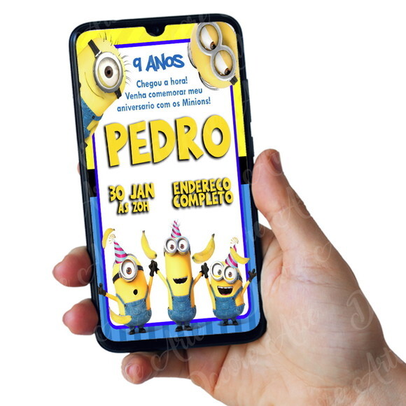 Convite Digital Minions Convite Virtual Minions