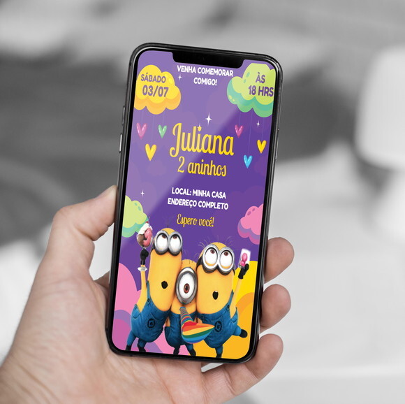 Convite Digital Minions Convite Virtual Minions