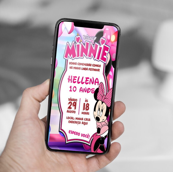 Convite Digital Minnie Cor de Rosa