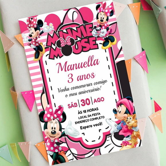 Convite Digital Minnie Rosa