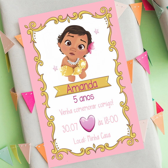 Convite Digital Moana Baby
