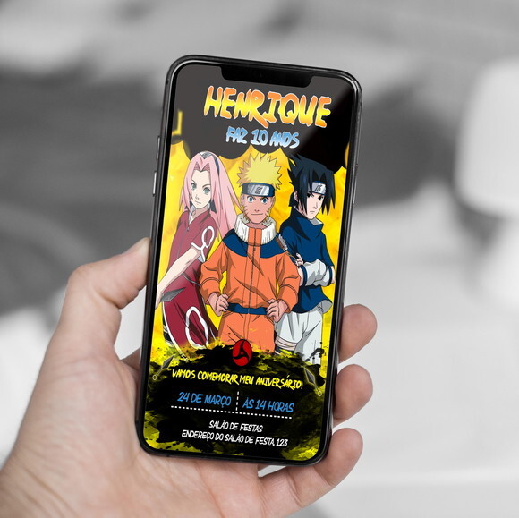 Convite Digital Naruto Equipe 7