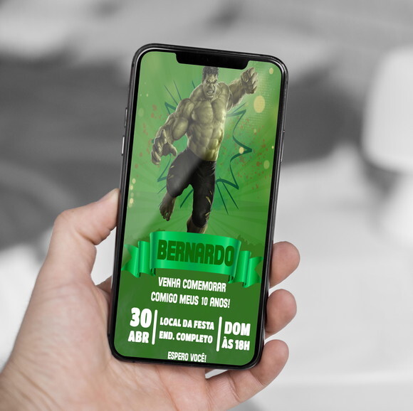 Convite Digital o Incrivel Hulk