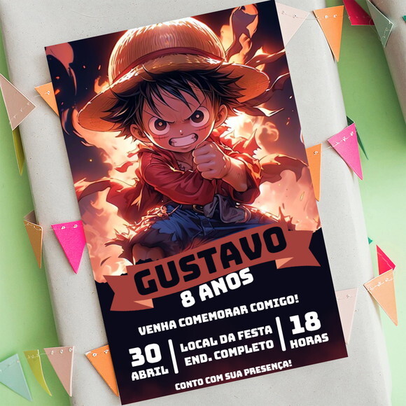 Convite Digital One Piece Luffy Bebê