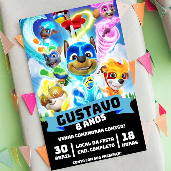 Convite Digital Patrulha Canina Heróis