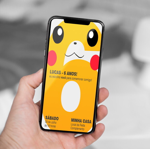 Convite Digital Pikachu Pokemon