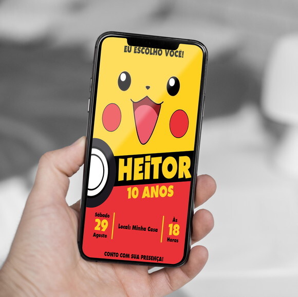 Convite Digital Pokemon Pikachu
