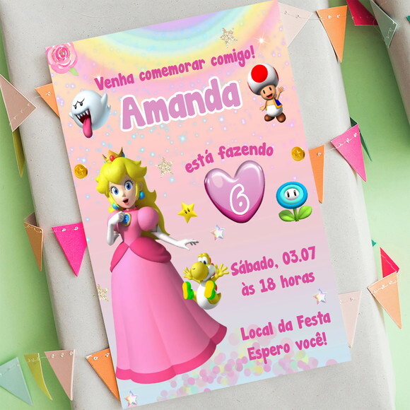 Convite Digital Princesa Peach