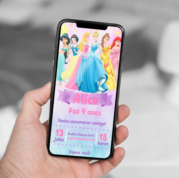 Convite Digital Princesas da Disney
