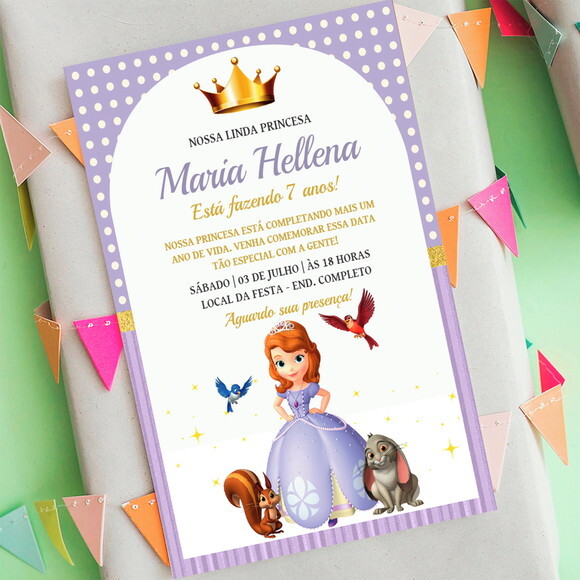 Convite Digital Princesa Sofia Aniversário