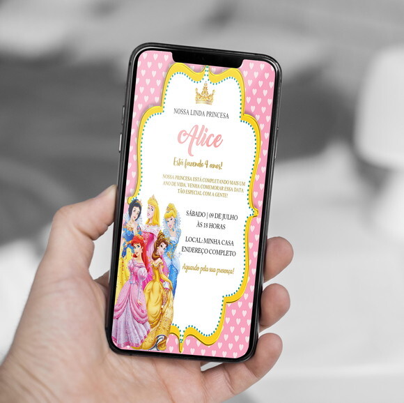 Convite Digital Princesas da Disney