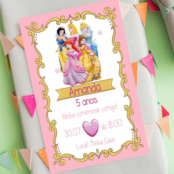 Convite Digital Princesas da Disney