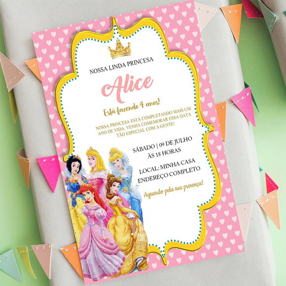 Convite Digital Princesas da Disney